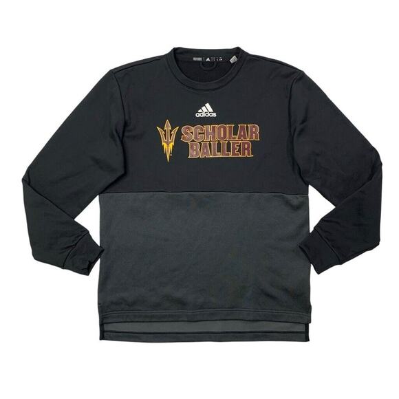 Adidas Sweatshirt Mens L Grey Black Arizona Sun Devils Scholar Baller Basketball - Picture 1 of 10